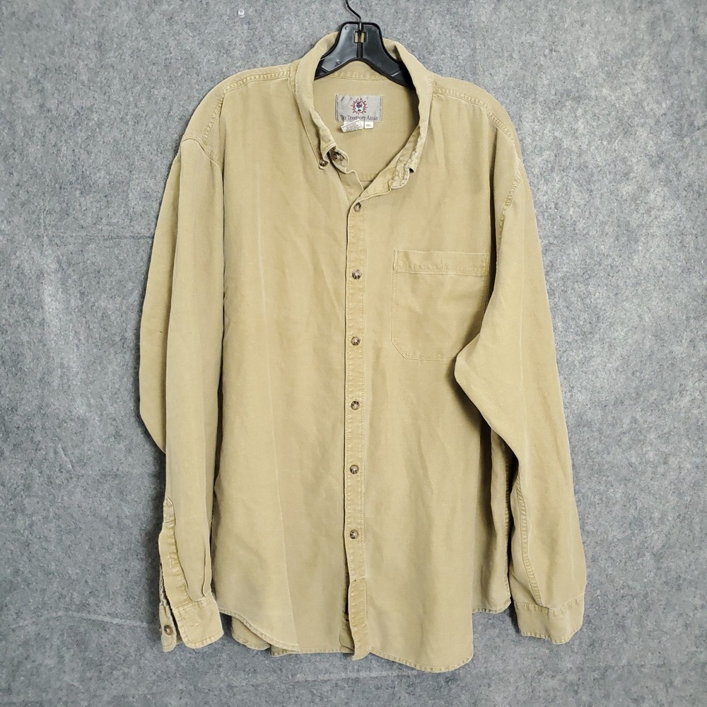 The Territory Ahead Shirt Mens 2XL XXL Orange Yellow Cotton Button Up Solid Gold